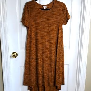 Women's LLR Carly High Low Swing Dress XS heathered burnt yellow